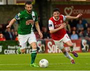 21 August 2015; Liam Miller, Cork City, in action against Killian Brennan, St Patrick's Athletic. Irish Daily Mail FAI Cup, Third Round, Cork City v St Patrick's Athletic, Turners Cross, Cork. Picture credit: David Maher / SPORTSFILE