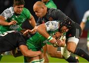21 August 2015; John Muldoon, Connacht, is tackled by Dave Foley and BJ Botha, Munster. Pre-Season Friendly, Munster v Connacht, Thomond Park, Limerick. Picture credit: Matt Browne / SPORTSFILE