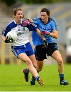 22 August 2015; Eileen McElroy, Monaghan, in action against Lyndsey Davey, Dublin. TG4 Ladies Football All-Ireland Senior Championship, Quarter-Final, Dublin v Monaghan. St Tiernach's Park, Clones, Co. Monaghan. Picture credit: Piaras Ó Mídheach / SPORTSFILE