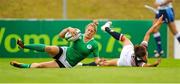 22 August 2015; Alison Miller, Ireland, scores a try after a tackle by Pak Yan Poon, Hong Kong. Women's Sevens Rugby Tournament, Pool C, Ireland v Hong Kong. UCD, Belfield, Dublin. Picture credit: Seb Daly / SPORTSFILE