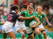 22 August 2015; Alison Miller, Ireland, is tackled by Natasha Change Olson-Thorne, Hong Kong. Women's Sevens Rugby Tournament, Pool C, Ireland v Hong Kong. UCD, Belfield, Dublin. Picture credit: Seb Daly / SPORTSFILE