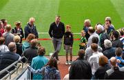 22 August 2015; Kerry legend Tomás Ó Sé speaks at today's Bord Gáis Energy Legends Tour at Croke Park, where he relived some of most memorable moments from his playing career. All Bord Gáis Energy Legends Tours include a trip to the GAA Museum, which is home to many exclusive exhibits, including the official GAA Hall of Fame. For booking and ticket information about the GAA legends for this summer visit www.crokepark.ie/gaa-museum. Croke Park, Dublin. Picture credit: Brendan Moran / SPORTSFILE