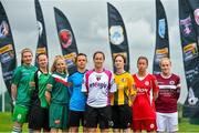 22 August 2015; The launch of the 2015-16 Continental Tyres Women’s National League season took place today at FAI Headquarters on the National Sports Campus with players, managers, coaches, backroom staff and officials from the eight clubs along with representatives of the media, Continental Tyres, WFAI and FAI. The new season, which kicks-off on September 5 and runs until May 1, will see the clubs battling for four Continental Tyres sponsored trophies via the League, League Cup, FAI Women’s Senior Cup and a new Shield competition.  There will be two new clubs in the Women’s National League this season following the admission of Kilkenny United and the amalgamation of two-times League champions Raheny United with Shelbourne Ladies. Today’s launch was an interactive, competitive, educational and engaging event with something for everyone. Players took to the new 3G pitch at FAI HQ to take part in the Conti Warm-up, Continental Challenges and an Exhibition Match while coaches and managers were involved in specially designed performance workshops and a panel discussion about women’s football in Ireland. Pictured at the launch are, from left, Yvonne Hedigan, Castlebar Celtic, Claire Kinsella, Peamount United, Aine O'Gorman, UCD Waves, Katie McCarthy, Cork City Womens, Kylie Murphy, Wexford Youths, Jenny O'Keeffe, Kilkenny United, Pearl Slattery, Shelbourne and Meabh de Burca, Galway. FAI Headquarters, Abbottstown. Picture credit: Ramsey Cardy / SPORTSFILE