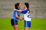 22 August 2015; Sinéad Goldrick, Dublin, consoles Therese Scott, Monaghan, after the game. TG4 Ladies Football All-Ireland Senior Championship, Quarter-Final, Dublin v Monaghan. St Tiernach's Park, Clones, Co. Monaghan. Picture credit: Piaras Ó Mídheach / SPORTSFILE