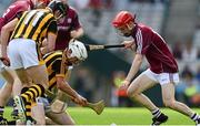 16 August 2015; Michael Cody, Kilkenny, supported by team-mate Shane Mahony, in action against Thomas Monaghan, right, and Ian O'Brien, Galway. Electric Ireland GAA Hurling All-Ireland Minor Championship, Semi-Final Replay, Kilkenny v Galway. Croke Park, Dublin. Picture credit: Piaras Ó Mídheach / SPORTSFILE