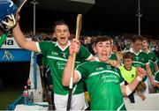 22 August 2015; Limerick players Barry Nash, right, and Michael Casey celebrate after the game. Bord Gáis Energy GAA Hurling All Ireland U21 Championship, Semi-Final, Limerick v Antrim. Semple Stadium, Thurles, Co. Tipperary. Picture credit: Ray McManus / SPORTSFILE