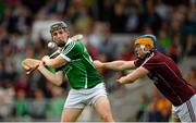 22 August 2015; Peter Casey, Limerick, in action against Paul Killeen, Galway. Bord Gáis Energy GAA Hurling All Ireland U21 Championship, Semi-Final, Limerick v Antrim. Semple Stadium, Thurles, Co. Tipperary. Picture credit: Dáire Brennan / SPORTSFILE