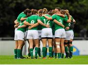 23 August 2015; The Ireland team huddle before the game. Women's Sevens Rugby Tournament, Ireland v China. Picture credit: Eoin Noonan / SPORTSFILE