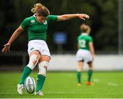 23 August 2015; Jenny Murphy, Ireland, kicks a conversion during the game. Women's Sevens Rugby Tournament, Ireland v China. Picture credit: Eoin Noonan / SPORTSFILE