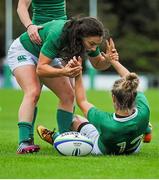 23 August 2015; Alison Miller, Ireland, 12, celebrates with team mate Lucy Mulhall after scoring her side's second try. Women's Sevens Rugby Tournament, Ireland v China. Picture credit: Eoin Noonan / SPORTSFILE
