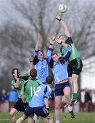 4 February 2009; Brendan McArdle, Queen's University, in action against Packie Downey and Niall McKeever, UUJ. Sigerson Cup, Queen's University v University of Ulster Jordanstown, The Dub, Belfast, Co. Antrim. Picture credit: Oliver McVeigh / SPORTSFILE