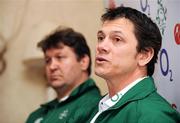 5 February 2009; Ireland defence coach Les Kiss, right, with Gert Smal, forwards coach, during a press conference ahead of their RBS Six Nations Championship game against France on Saturday. Shelbourne Hotel, Dublin. Picture credit: Matt Browne / SPORTSFILE