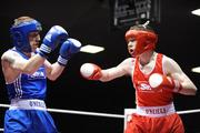 6 February 2009; Patrick J Ward, right, Olympic boxing club, Galway, in action against Niall Murray, Gorey, during their 64Kg weight bout. National Senior Boxing Championships Preliminaries. National Stadium, Dublin. Picture credit: David Maher / SPORTSFILE