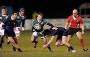 6 February 2009; Andrew Burke, Ireland U20, is tackled by Florian Cazenave, France U20. U20 Six Nations Championship, Ireland U20 v France U20. Dubarry Park, Athlone, Co. Westmeath. Photo by Sportsfile