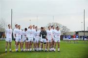 1 February 2009; The Kildare and Laois teams during the national anthem. Allianz GAA National Football League, Division 2, Round 1, Laois v Kildare. O'Moore Park, Portlaoise, Co. Laois. Picture credit: Stephen McCarthy / SPORTSFILE