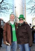 7 February 2009; Ireland supporters Enda Doherty, from Churchtown, Dublin, left, and Paul Creedon, from Wicklow, ahead of the game. RBS Six Nations Championship, Ireland v France. O'Connell Street, Dublin. Picture credit: Stephen McCarthy / SPORTSFILE