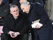 8 February 2009; President Elect of the GAA Christy Cooney, left, in conversation with Frank Murphy, Secretary of the Cork County Board, before the game. Allianz GAA National Hurling League, Division 1, Round 1, Cork v Dublin, Pairc Ui Chaoimh, Cork. Picture credit: Brendan Moran / SPORTSFILE