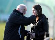 8 January 2009; Republic of Ireland manager Giovanni Trapattoni and Republic of Ireland Womens soccer international and World Boxing Champion Katie Taylor at the official announcement of the EA Sports FAI Schools Cup 2009. Gannon Park, Malahide, Co. Dublin. Picture credit: Stephen McCarthy / SPORTSFILE