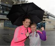 23 August 2015; Kerry supporters Marie Dineen, and Kate Cronin, aged 8, from Milltown, Co. Kerry, on their way to the game. GAA Football All-Ireland Senior Championship, Semi-Final, Kerry v Tyrone. Croke Park, Dublin. Picture credit: Dáire Brennan / SPORTSFILE