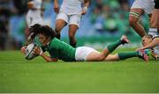 23 August 2015; Lucy Mulhall, Ireland, scores her side's second try. Women's Sevens Rugby Tournament, Finals, Ireland v South Africa. UCD, Belfield, Dublin. Picture Credit; Eóin Noonan