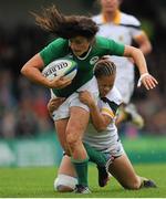 23 August 2015; Lucy Mulhall, Ireland, is tackled by Mathrin Simmers, South Africa. Women's Sevens Rugby Tournament, Finals, Ireland v South Africa. UCD, Belfield, Dublin. Picture Credit; Eóin Noonan