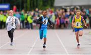 23 August 2015; Ava Cotter, Portmarnock, Co. Dublin, competing in the Girls U8 & O6 80 metres. HSE National Community Games Festival, Weekend 2. Athlone IT, Athlone, Co. Westmeath. Picture credit: Seb Daly / SPORTSFILE
