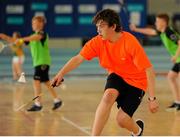 23 August 2015; Dylan Browne, Castleisland, Co. Kerry, competing in the Boys U15 & O12 Badminton. HSE National Community Games Festival, Weekend 2. Athlone IT, Athlone, Co. Westmeath. Picture credit: Seb Daly / SPORTSFILE