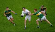 23 August 2015; Cathal McCarron, Tyrone, in action against Kerry players, left to right, James O'Donoghue, Johnny Buckley, and Stephen O'Brien. GAA Football All-Ireland Senior Championship, Semi-Final, Kerry v Tyrone. Croke Park, Dublin. Picture credit: Dáire Brennan / SPORTSFILE