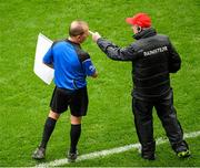 23 August 2015; Tyrone manager Mickey Harte argues with linesman Eddie Kinsella during the game. GAA Football All-Ireland Senior Championship, Semi-Final, Kerry v Tyrone. Croke Park, Dublin. Picture credit: Dáire Brennan / SPORTSFILE