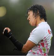 23 August 2015; Chiharu Nakamura, Japan, celebrates after the final whistle. Women's Sevens Rugby Tournament, Cup Final, Ireland v Japan. UCD, Belfield, Dublin.