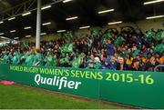 23 August 2015; Irish supporters before the game. Women's Sevens Rugby Tournament, Cup Final, Ireland v Japan. UCD, Belfield, Dublin.