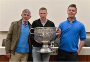 22 August 2015; Kerry legend Tomás Ó Sé with Tomás O'Shea, left, and Tomás Darragh O'Shea, from Beaufort, Co. Kerry, at the Bord Gáis Energy Legends Tour at Croke Park, where he relived some of most memorable moments from his playing career. All Bord Gáis Energy Legends Tours include a trip to the GAA Museum, which is home to many exclusive exhibits, including the official GAA Hall of Fame. For booking and ticket information about the GAA legends for this summer visit www.crokepark.ie/gaa-museum. Croke Park, Dublin. Picture credit: Brendan Moran / SPORTSFILE