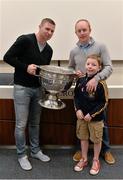 22 August 2015; Kerry legend Tomás Ó Sé with Tom and James Collins,from Dublin and Tralee, Co. Kerry, at the Bord Gáis Energy Legends Tour at Croke Park, where he relived some of most memorable moments from his playing career. All Bord Gáis Energy Legends Tours include a trip to the GAA Museum, which is home to many exclusive exhibits, including the official GAA Hall of Fame. For booking and ticket information about the GAA legends for this summer visit www.crokepark.ie/gaa-museum. Croke Park, Dublin. Picture credit: Brendan Moran / SPORTSFILE