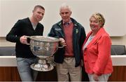 22 August 2015; Kerry legend Tomás Ó Sé with JJ and Eileen Finan, from Roscommon, at the Bord Gáis Energy Legends Tour at Croke Park, where he relived some of most memorable moments from his playing career. All Bord Gáis Energy Legends Tours include a trip to the GAA Museum, which is home to many exclusive exhibits, including the official GAA Hall of Fame. For booking and ticket information about the GAA legends for this summer visit www.crokepark.ie/gaa-museum. Croke Park, Dublin. Picture credit: Brendan Moran / SPORTSFILE