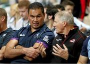 24 August 2015: Pictured are Connacht head coach Pat Lam, left, and Edinburgh head coach Alan Solomon in attendance at the Guinness PRO12 2015/16 Season Launch. Diageo HQ, Lakeside Drive, Park Royal, London, England. Picture credit: Paul Harding / SPORTSFILE