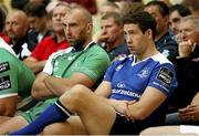 24 August 2015: Pictured are John Muldoon, left, Connacht and Kevin McLaughlin, Leinster, in attendance at the Guinness PRO12 2015/16 Season Launch. Diageo HQ, Lakeside Drive, Park Royal, London, England. Picture credit: Paul Harding / SPORTSFILE