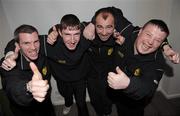 9 February 2009; Sporting Fingal Special Olympics players, from left, James Murphy, Brendan O'Reilly, Barry Farrell and Thomas Leonard at the launch of Sporting Fingal FC's Special Olympics team. Clarion Hotel, Dublin Airport, Dublin. Photo by Sportsfile