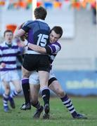 10 February 2009; James O'Donoghue, Terenure College, is tackled by Daragh Cullen, Clongowes Wood College. Leinster Schools Senior Cup 2nd Round, Terenure College v Clongowes Wood College, Donnybrook, Dublin. Photo by Sportsfile
