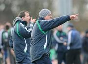 10 February 2009; Members of the LIT management team Cyril Farrell, right, and Davy Fitzgerald issue instructions to their team during the game. Fitzgibbon Cup, UCD v LIT, UCD, Belfield, Dublin. Picture credit: Diarmuid Greene / SPORTSFILE
