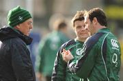 11 February 2009; Ireland captain Brian O'Driscoll and assistant coach Alan Gaffney listen to Geordan Murphy during squad training ahead of their RBS Six Nations Championship game against Italy on Sunday. RDS, Dublin. Picture credit: Brendan Moran / SPORTSFILE