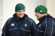 11 February 2009; Ireland's Jamie Heaslip, left, and Bernard Jackman in conversation during squad training ahead of their RBS Six Nations Championship game against Italy on Sunday. RDS, Dublin. Picture credit: Brendan Moran / SPORTSFILE