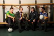 9 February 2009; GAA President Nickey Brennan and Billy Finn, General Manager, AIB Bank, pictured during a photocall ahead of the AIB GAA Football and Hurling Junior and Intermediate Club Championship Finals with Junior football captains Stephen O'Sullivan, Skellig Rangers, Kerry, left, and John McDermott, John Mitchells, Liverpool. Croke Park, Dublin. Picture credit: Pat Murphy / SPORTSFILE