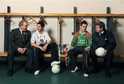 9 February 2009; GAA President Nickey Brennan and Billy Finn, General Manager, AIB Bank, pictured with Intermediate football captains Greg Rogan, St. Michaels, Galway, and Kieran Granfield, St. Michaels Foilmore, Kerry, right, during a photocall ahead of the AIB GAA Football and Hurling Junior and Intermediate Club Championship Finals. Croke Park, Dublin. Picture credit: Pat Murphy / SPORTSFILE