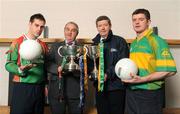 9 February 2009; GAA President Nickey Brennan and Billy Finn, General Manager, AIB Bank, pictured with Kerry captains Kieran Granfield, St. Michaels Foilmore, left, Intermediate Football, and Stephen O'Sullivan, Skellig Rangers, Kerry, Junior Football, during a photocall ahead of the AIB GAA Football and Hurling Junior and Intermediate Club Championship Finals. Croke Park, Dublin. Picture credit: Pat Murphy / SPORTSFILE