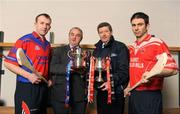 9 February 2009; GAA President Nickey Brennan and Billy Finn, General Manager, AIB Bank, pictured with Junior hurling captain Diarmuid O'Riordan, Dripsey, Cork, left, and Intermediate hurling captain John Hughes, Blarney, Cork, during a photocall ahead of the AIB GAA Football and Hurling Junior and Intermediate Club Championship Finals. Croke Park, Dublin. Picture credit: Pat Murphy / SPORTSFILE