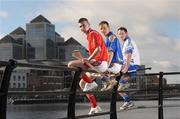 10 February 2009; Hurlers, from left, Louth's Brian McCabe, Tipperary's Diarmuid Fitzgerald and Monaghan's Michael McHugh at todays announcement of plans for the 2009 Halifax GPA Hurling Twinning Programme. The scheme will be expanded over the next twelve months with increased squad visits following the success of last year’s inaugural programme. Clarion Hotel, IFSC, Dublin. Photo by Sportsfile