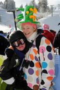 10 February 2009; Ben Purcell, TEAM Ireland, sponsored by eircom, from Dalkey, Co. Dublin, is congratulated by his mother Valerie Reid after competing in a Novice Grade Giant Slalom at the Boise-Bogus Basin Mountain Recreation Area. 2009 Special Olympics World Winter Games, Boise, Idaho, USA. Picture credit: Ray McManus / SPORTSFILE  *** Local Caption *** Note to Sub editors - Mother name correct - Valerie Reid.