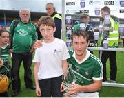 22 August 2015; Tom Morrissey, Limerick, receives his man of the match award after the game. Bord Gáis Energy GAA Hurling All Ireland U21 Championship, Semi-Final, Limerick v Antrim. Semple Stadium, Thurles, Co. Tipperary. Picture credit: Dáire Brennan / SPORTSFILE