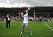 22 August 2015; Calvin Carroll, from the Patrickswell GAA Club, Co. Limerick, takes part in the half time crossbar challenge. Bord Gáis Energy GAA Hurling All Ireland U21 Championship, Semi-Final, Limerick v Antrim. Semple Stadium, Thurles, Co. Tipperary. Picture credit: Dáire Brennan / SPORTSFILE