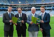 24 August 2015; Pictured are, from left to right, Doctor Pete Coffee, Professor David Lavallee, Donie Kingston, Laois footballer, Uachtarán Chumann Lúthchleas Gael Aogán Ó Fearghail, Evan O'Carroll, Laois footballer, Jake Dillon, Waterford hurler, and Daragh Sheridan, Lead researcher University of Stirling, at the GAA Super Games Centre Research Results Launch which tackled drop out of youth players within the GAA. Croke Park, Dublin. Picture credit: Piaras Ó Mídheach / SPORTSFILE